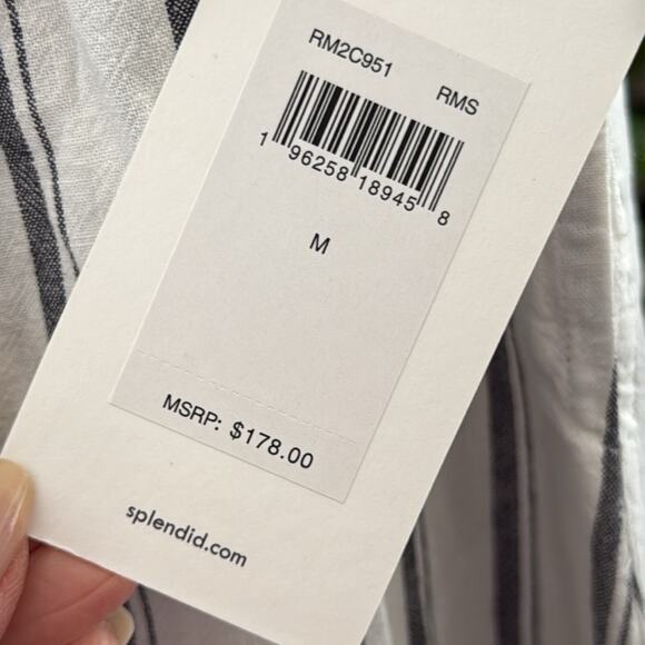 NWT Splendid Thira White & Gray Striped Front Slit Coastal Hamptons Maxi Skirt - Picture 3 of 5